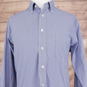 Chaps Shirt Mens XL 17.5 34/35‎ Blue Check Button Down Stretch Regular Fit